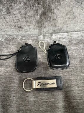 Lexus Black Leather Key Fob Covers with Branded Keyring